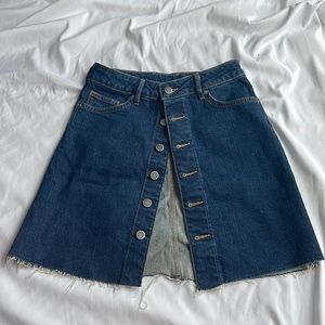 denim button up skirt